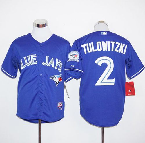Blue Jays #2 Troy Tulowitzki Blue Alternate Cool Base Stitched MLB Jersey - Click Image to Close